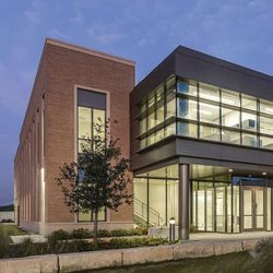 A view into the office suites and visitor zone at the front of the GHRC building.