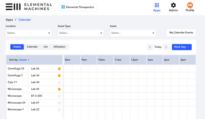 a photo of the elemental machines digital calendar for lab equipment and management