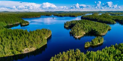 Aerial view of lakes in Finland