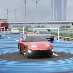 Self-driving car on the highway
