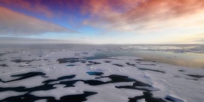 Arctic ice during dusk